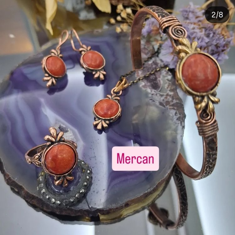 mercan Bakır takım bakır bileklik