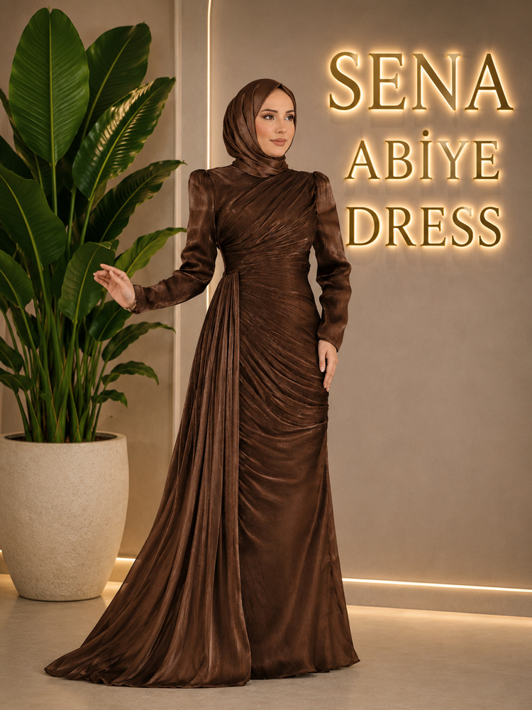 ALYA KAHVERENGİ ABİYE - ŞAL HEDİYELİ -