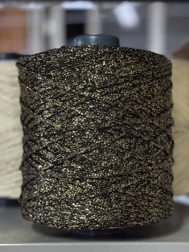5MM SİYAH GOLD POLYESTER RİBON MAKROME İPİ (1KG)