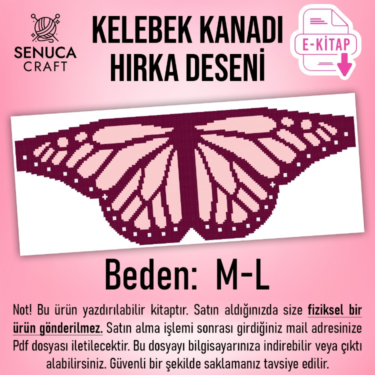 Kelebek Hırka Desen Şeması M-L Beden (Dijital PDF)