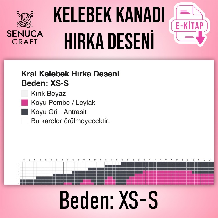 Kelebek Hırka Desen Şeması XS-S Beden (Dijital PDF)