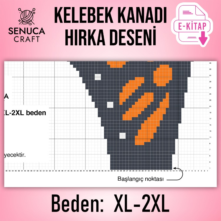 Kelebek Hırka Desen Şeması XL-2XL Beden (Dijital PDF)