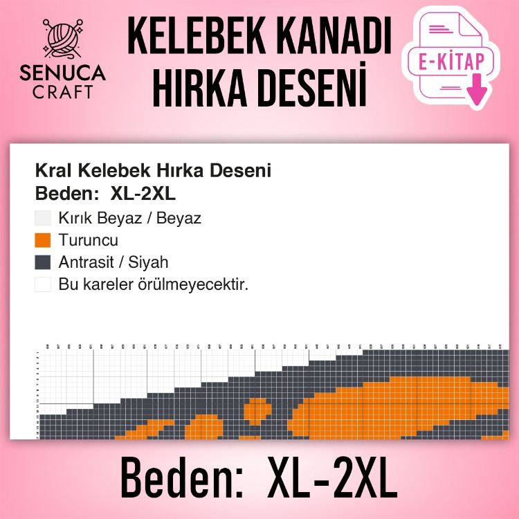 Kelebek Hırka Desen Şeması XL-2XL Beden (Dijital PDF)