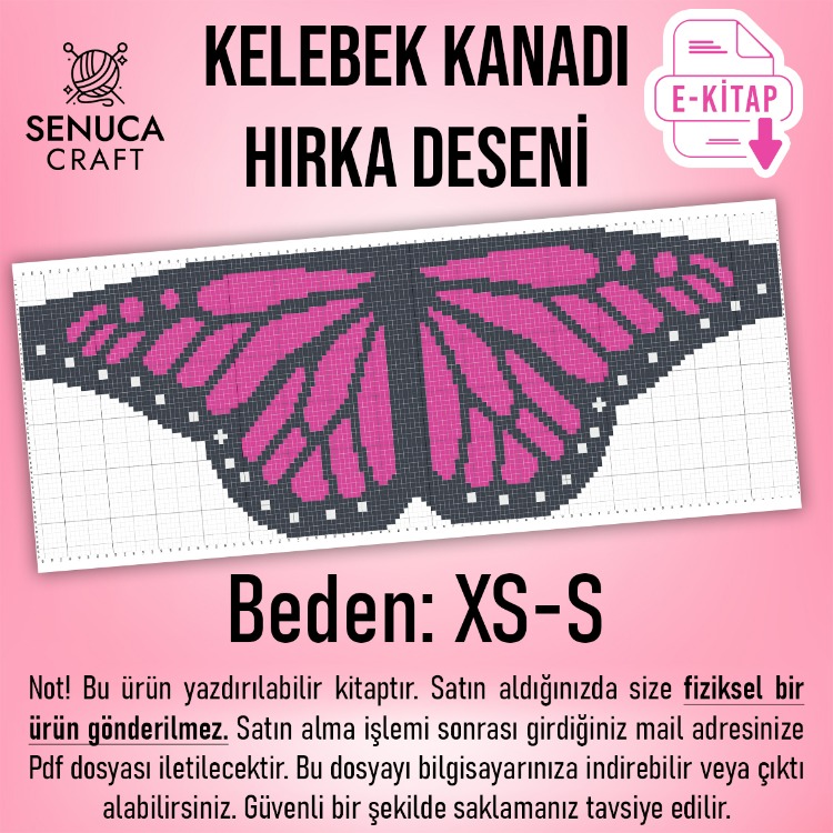 Kelebek Hırka Desen Şeması XS-S Beden (Dijital PDF)