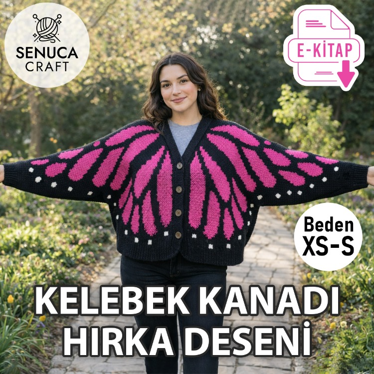 Kelebek Hırka Desen Şeması XS-S Beden (Dijital PDF)