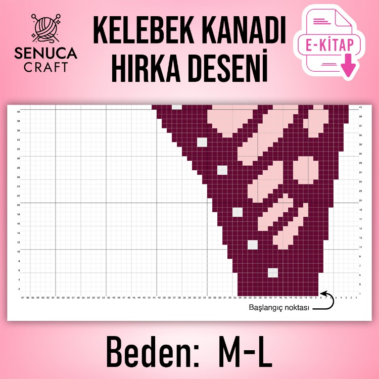 Kelebek Hırka Desen Şeması M-L Beden (Dijital PDF)