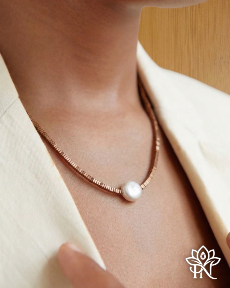 Rose Hematit & İnci Kolye
