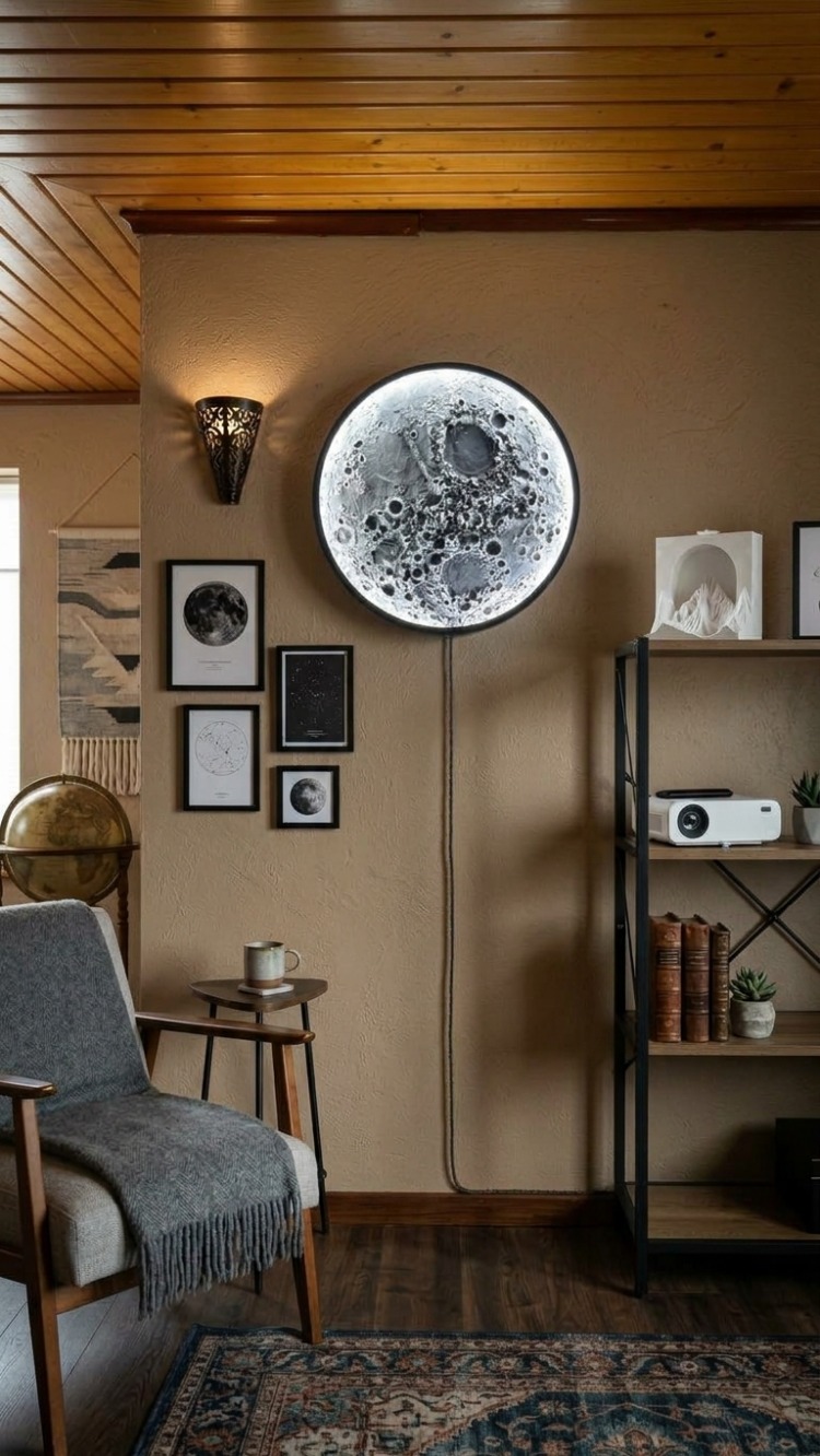 3D Ay Motifli LED Duvar Aydınlatması | Dekoratif Ay Lambası | 3D Baskı