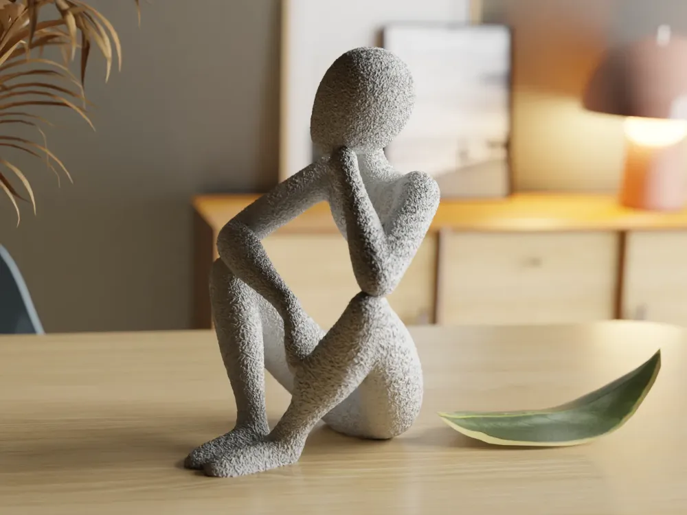 Düşünen İnsan Figürlü Minimalist Dekoratif Heykel | 3D Baskı