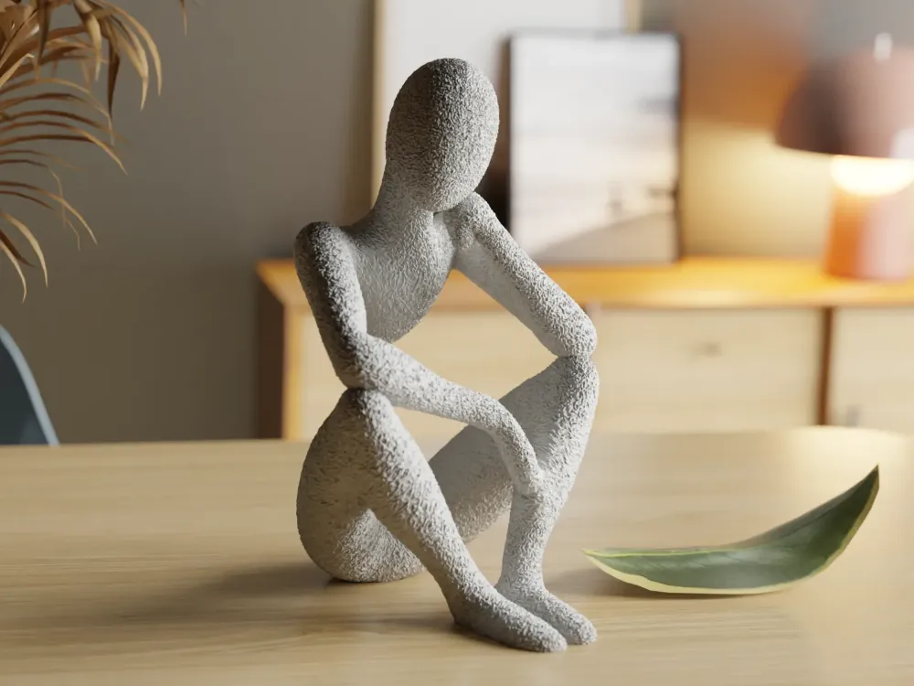 Düşünen İnsan Figürlü Minimalist Dekoratif Heykel | 3D Baskı