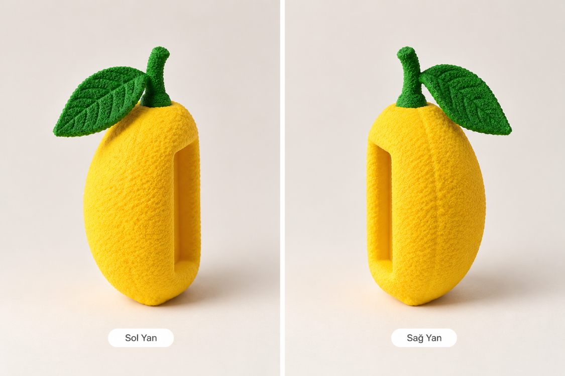 3D Limon Fotoğraf Çerçevesi | Dekoratif Meyve Çerçeve | Sarı Masa Dekoru
