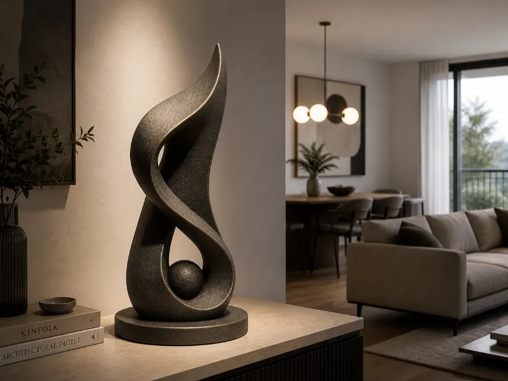 Spiral Formlu Küre 3D Dekoratif Heykel | Salon ve Ofis İçin Şık Dekor