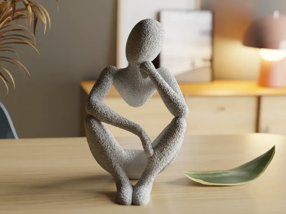 Düşünen İnsan Figürlü Minimalist Dekoratif Heykel | 3D Baskı