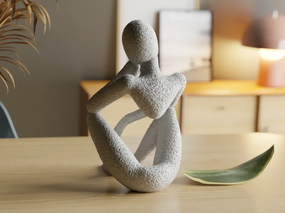 Düşünen İnsan Figürlü Minimalist Dekoratif Heykel | 3D Baskı
