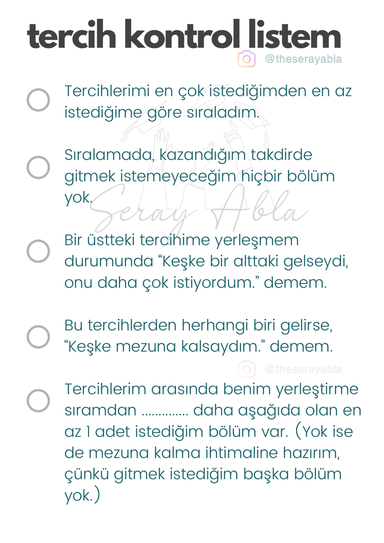 Tercih Kontrol Checklist - PDF