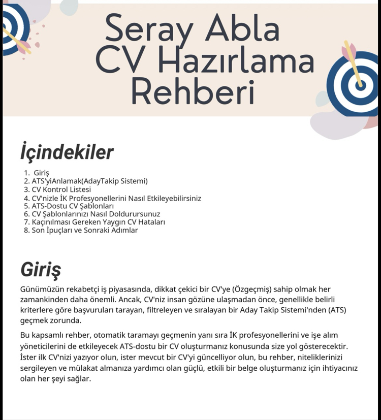 CV Hazırlama Rehberi (PDF) - Yeni Başlayanlar İçin