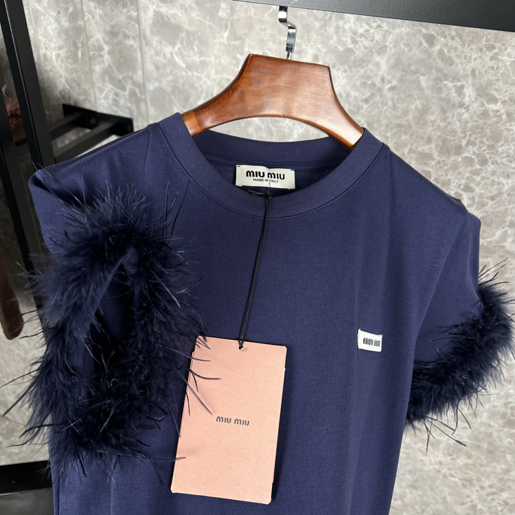 MiuMiu Premium Kadın T-shirt (lacivert)