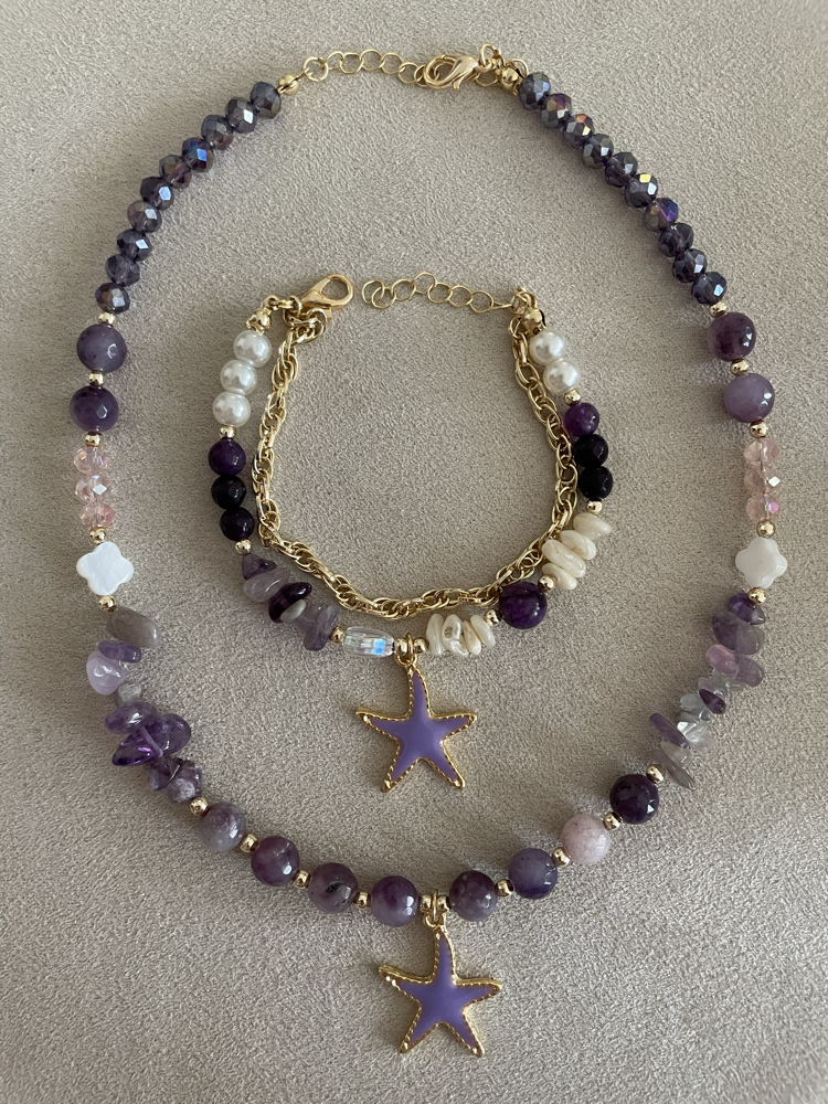 Handmade | Ametist Taşlı İkili Set