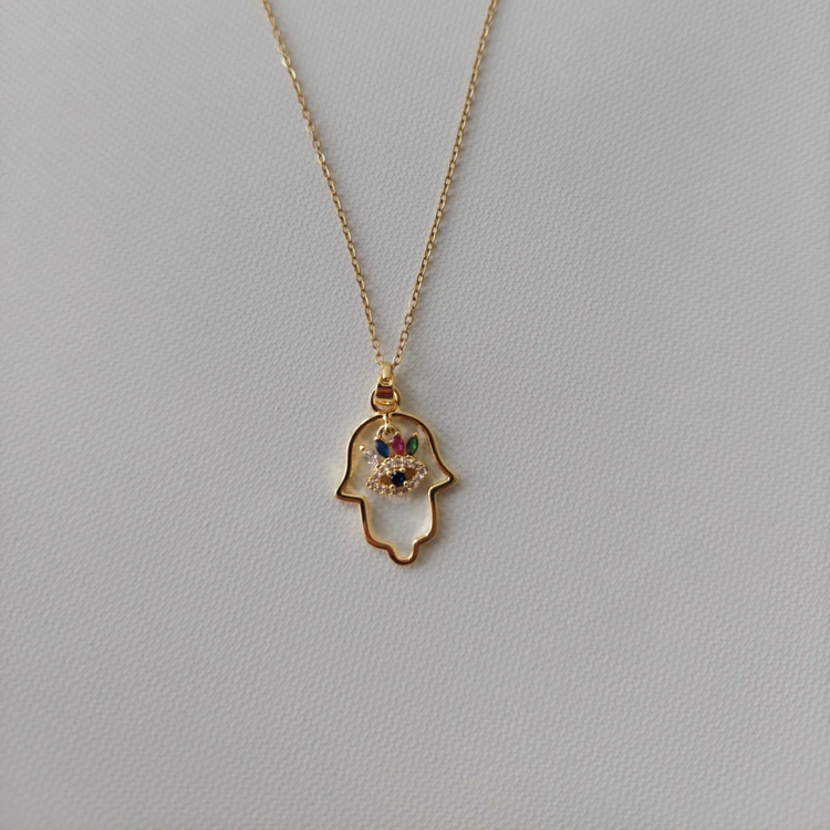 Hamsa Göz Çelik Kolye