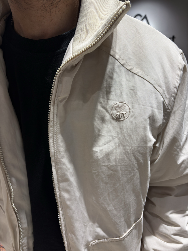 Nakış Detaylı Kapitone Bomber Ceket Bej