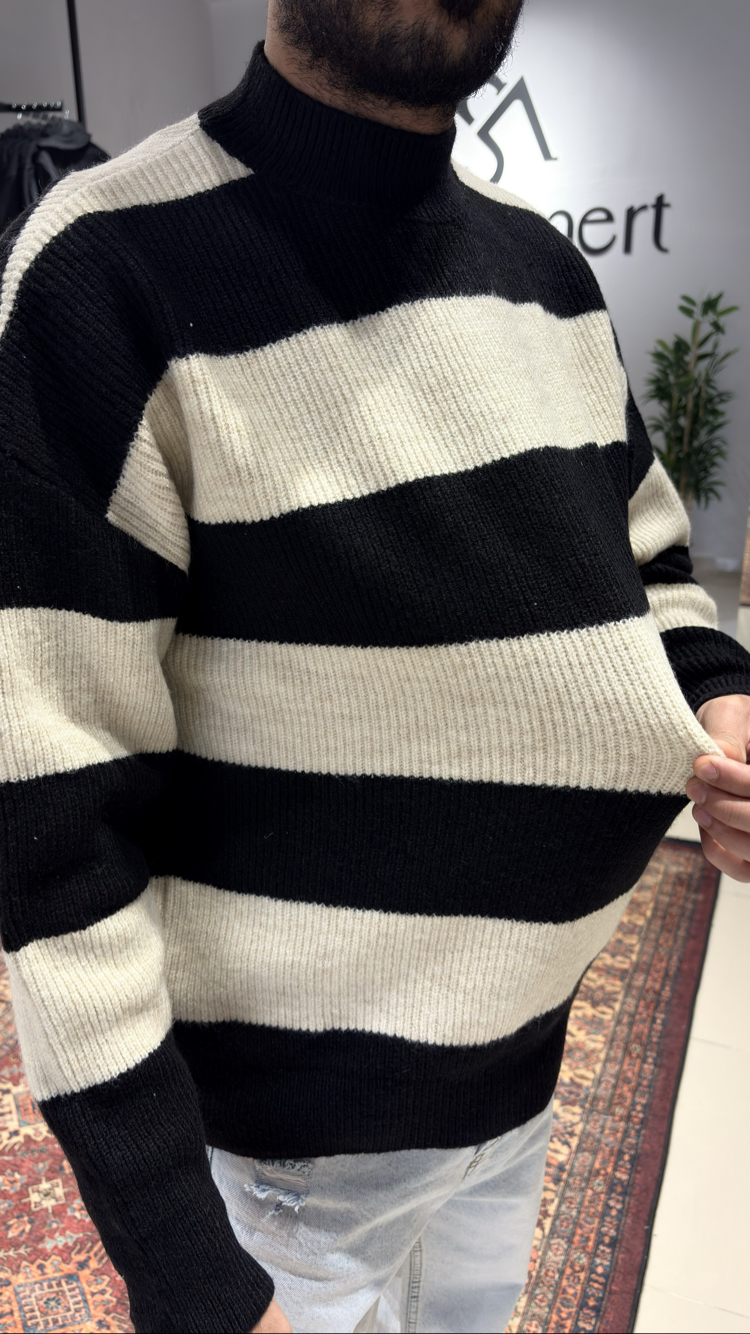 Oversize Triko Örgü Kazak Siyah
