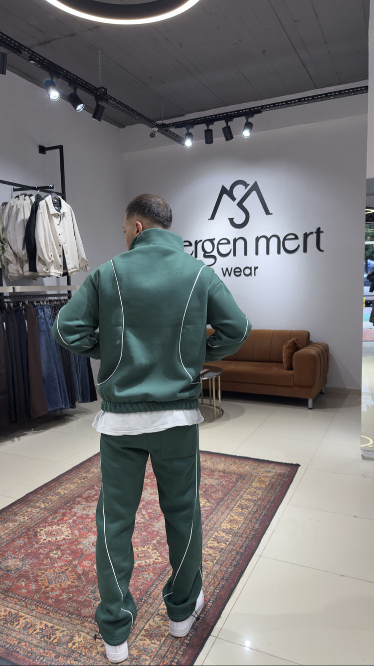 Oversize Biyeli Eşofman Takımı Yeşil