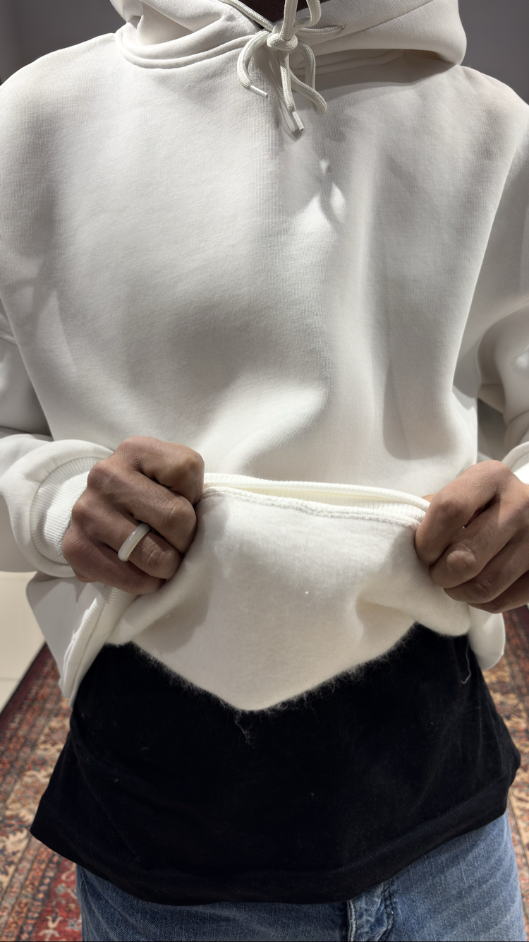 Oversize Basic Hoodie Beyaz