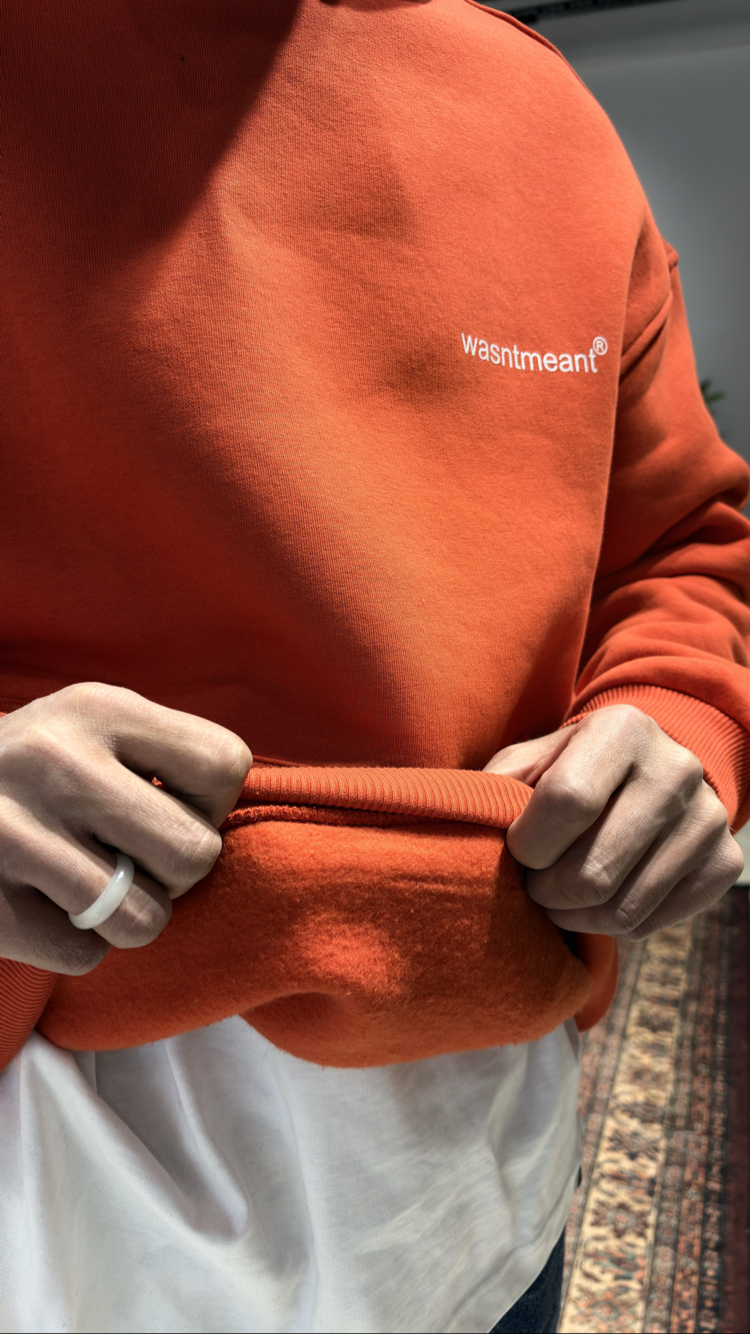 Oversize Ön Ve Arka Baskı Detaylı Hoodie Turuncu