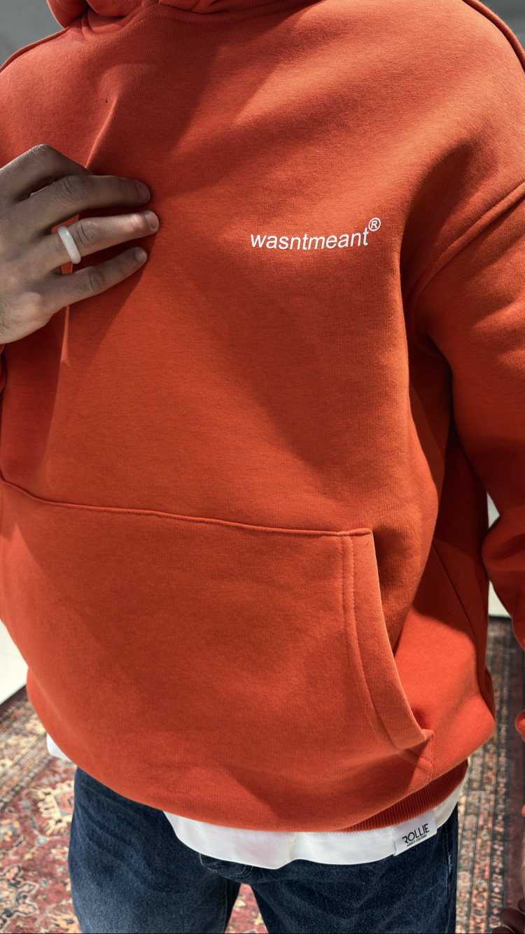 Oversize Ön Ve Arka Baskı Detaylı Hoodie Turuncu