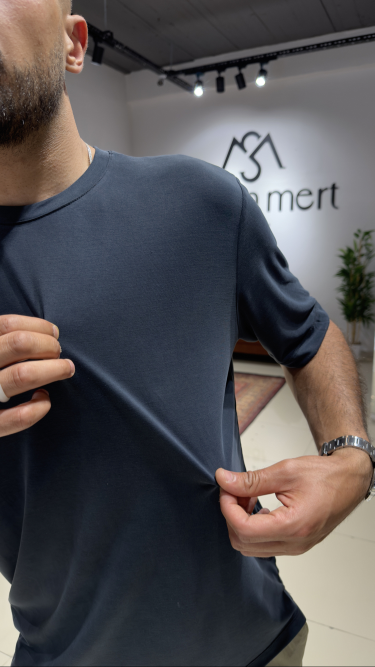 Regular Fit Modal Kumaş Tişört Lacivert