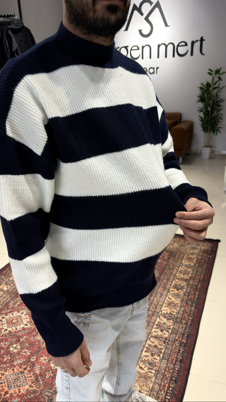 Oversize Triko Örgü Kazak Lacivert