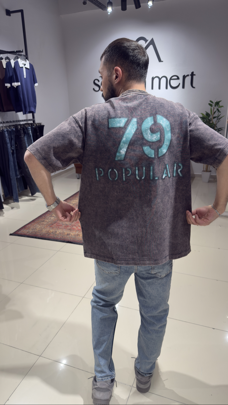 Oversize İnterlok Kumaş Baskılı Tişört 