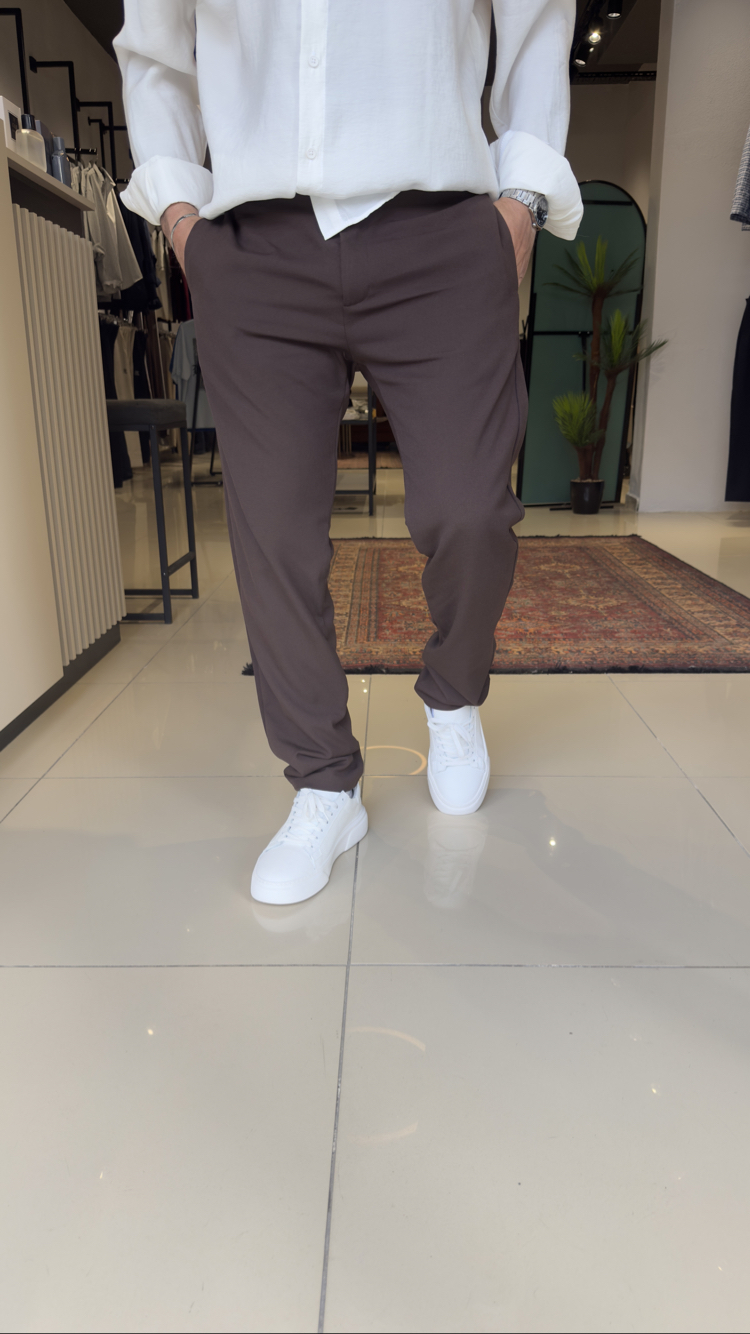 Regular Fit Kumaş Pantolon Acı Kahve