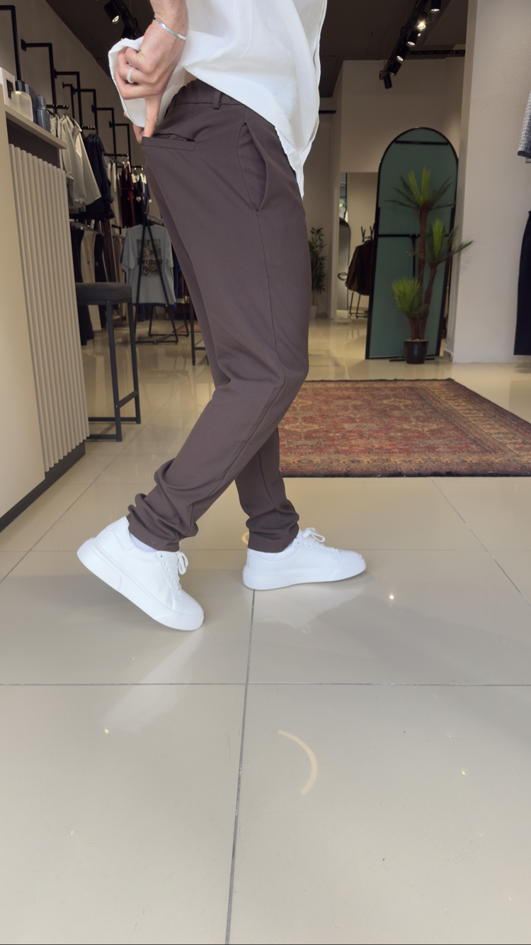 Regular Fit Kumaş Pantolon Acı Kahve