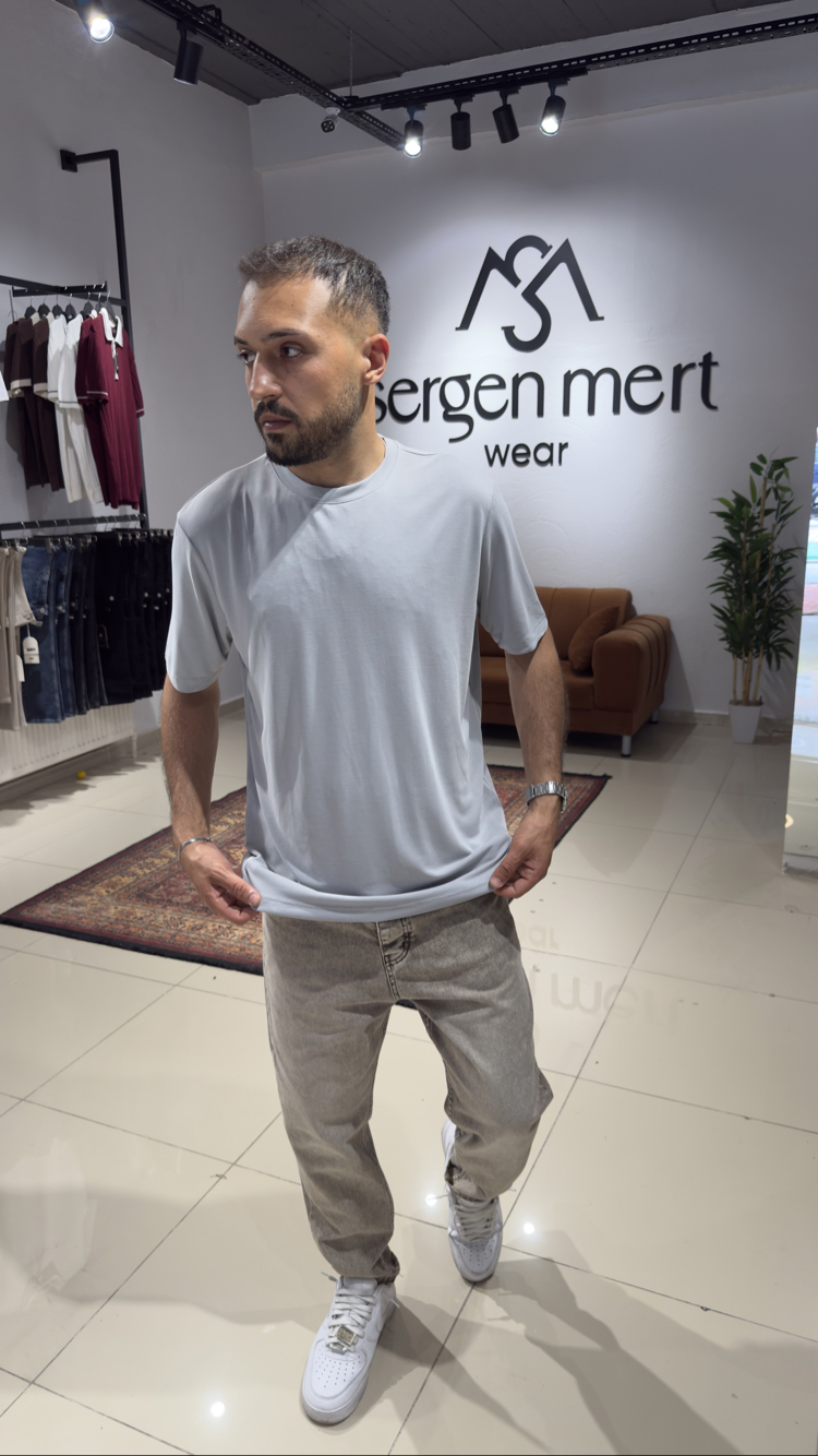 Regular Fit Modal Kumaş Tişört Gri