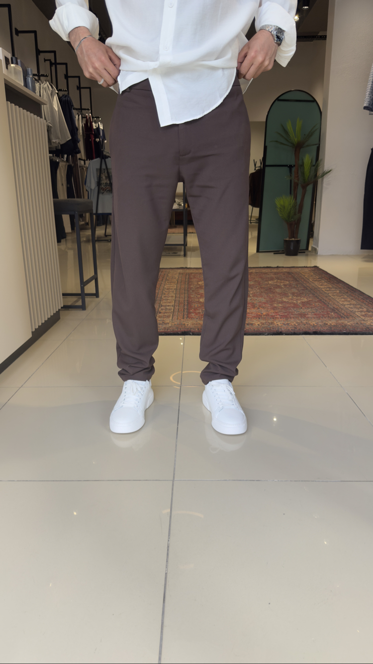 Regular Fit Kumaş Pantolon Acı Kahve