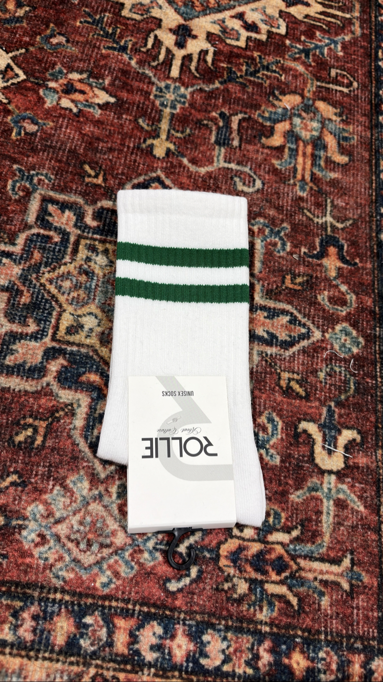 Yeşil Şeritli Unisex Standart Çorap
