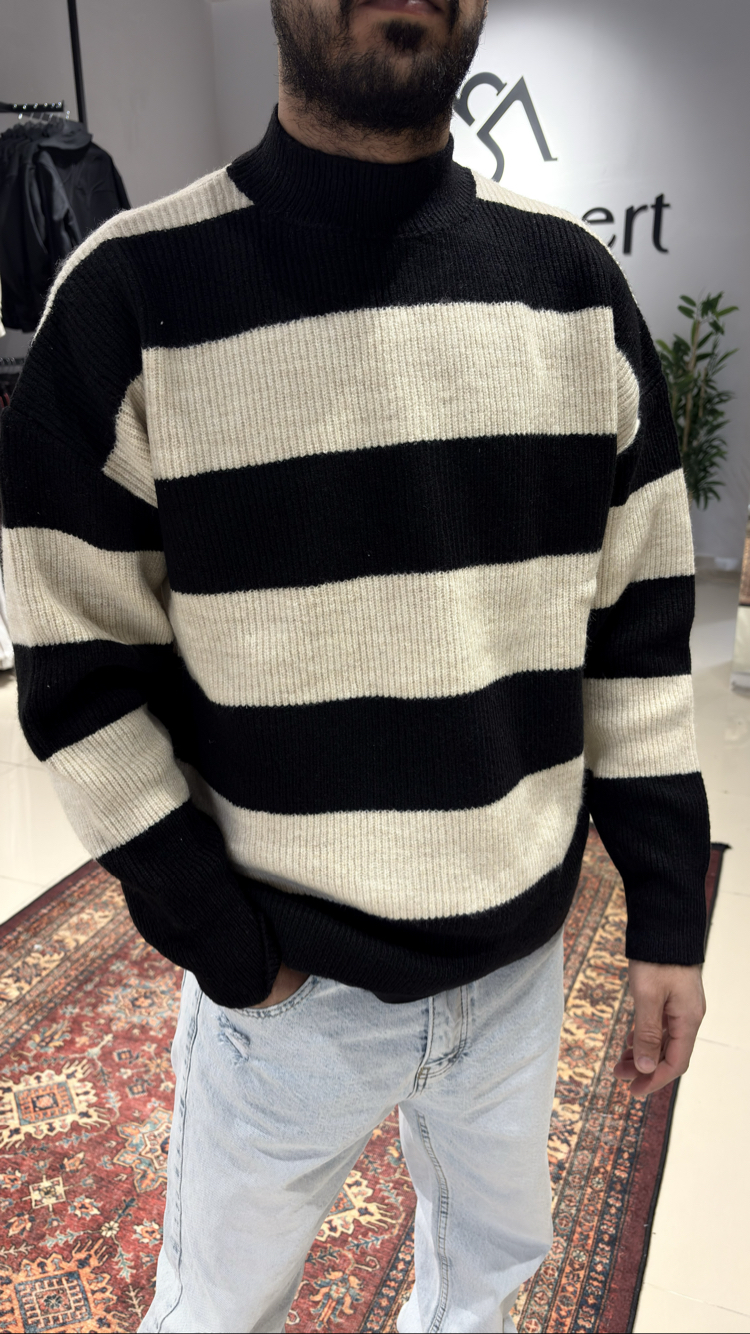 Oversize Triko Örgü Kazak Siyah
