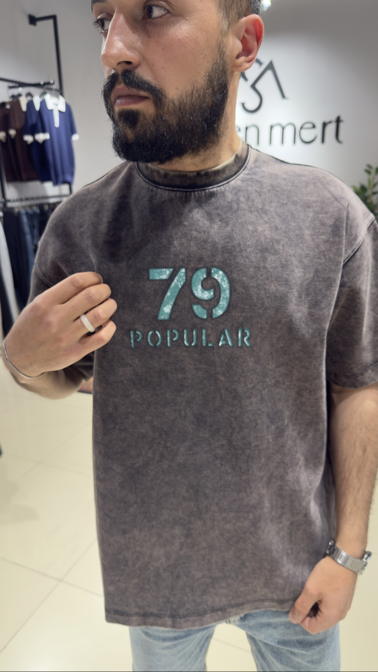 Oversize İnterlok Kumaş Baskılı Tişört 