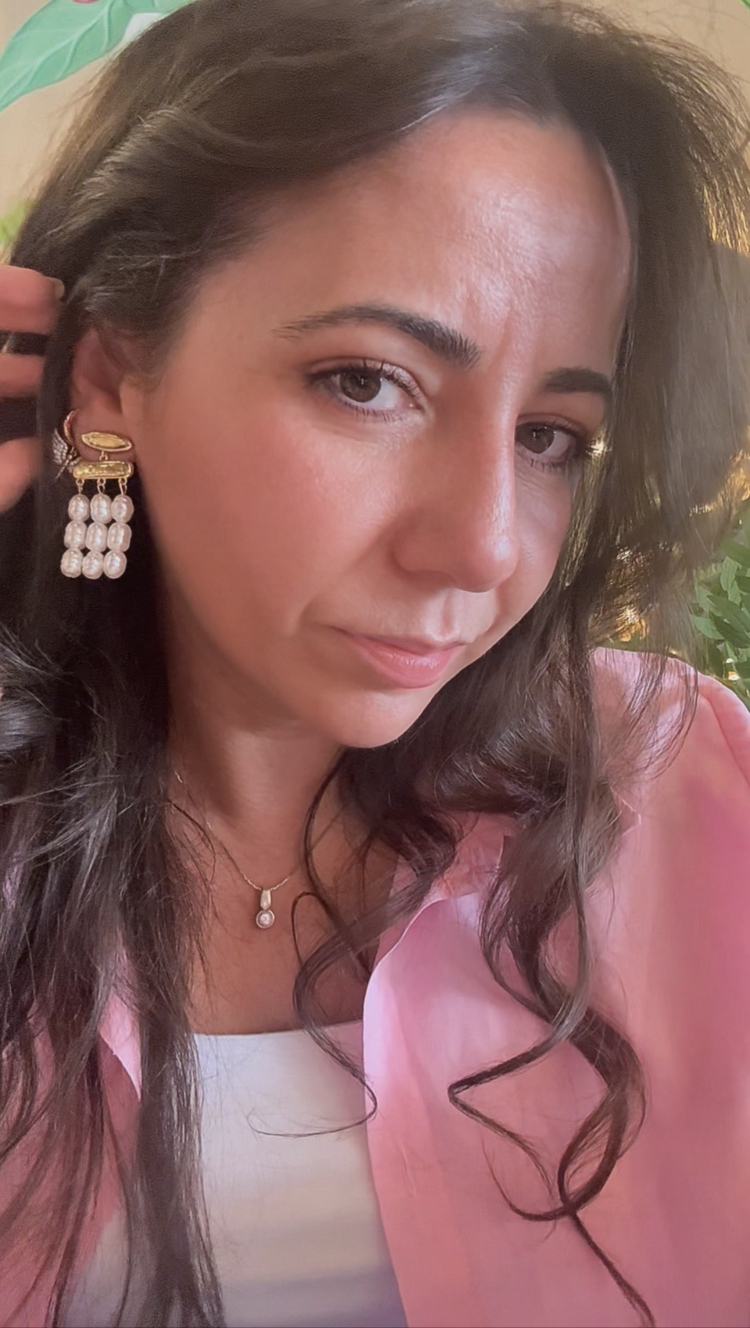İnci sallantılı marka muadili gold küpe