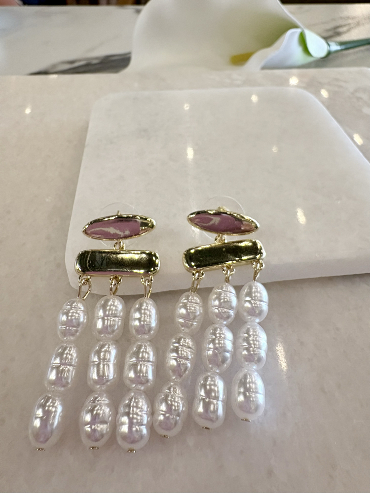 İnci sallantılı marka muadili gold küpe