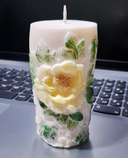 Soya wax el yapımı gül desenli mum