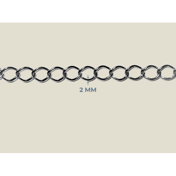 2 mm Kelepçe Zincir Metal Renk – 10 Metre