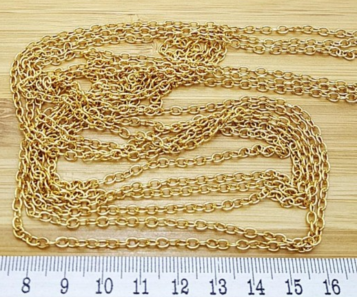 Altın Kaplama Forse Zincir – 1 Metre | Takı Yapımı İçin Dayanıklı Metal Zincir