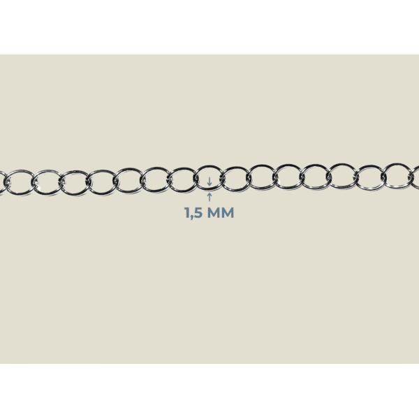 1,5 mm Tombul Zincir Metal Renk (10 Metre)