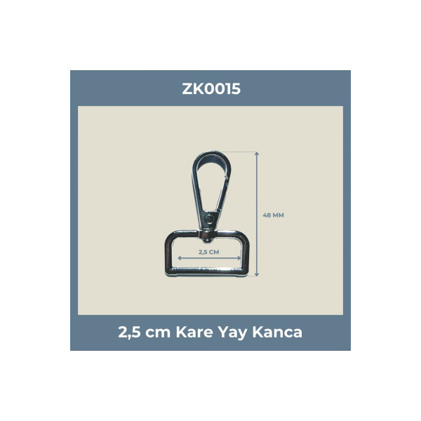 2,5 cm Kare Yay Kanca Nikel – Metal Çanta Askı ve Anahtarlık Aparatı 50 Adet