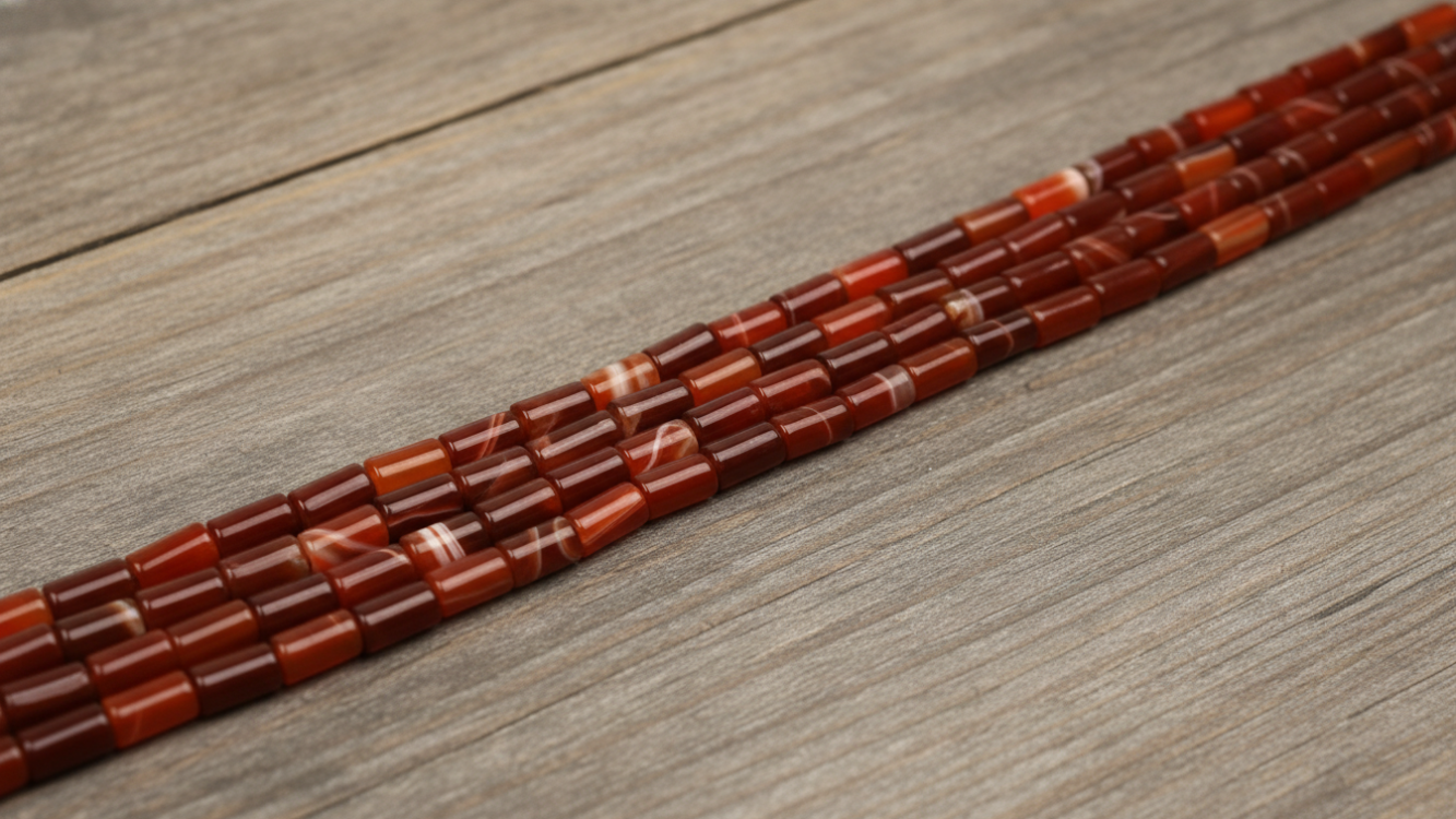 Akik Doğaltaş – 8x15 mm Silindir Kesim Dizi Taş | Denge ve Şıklık