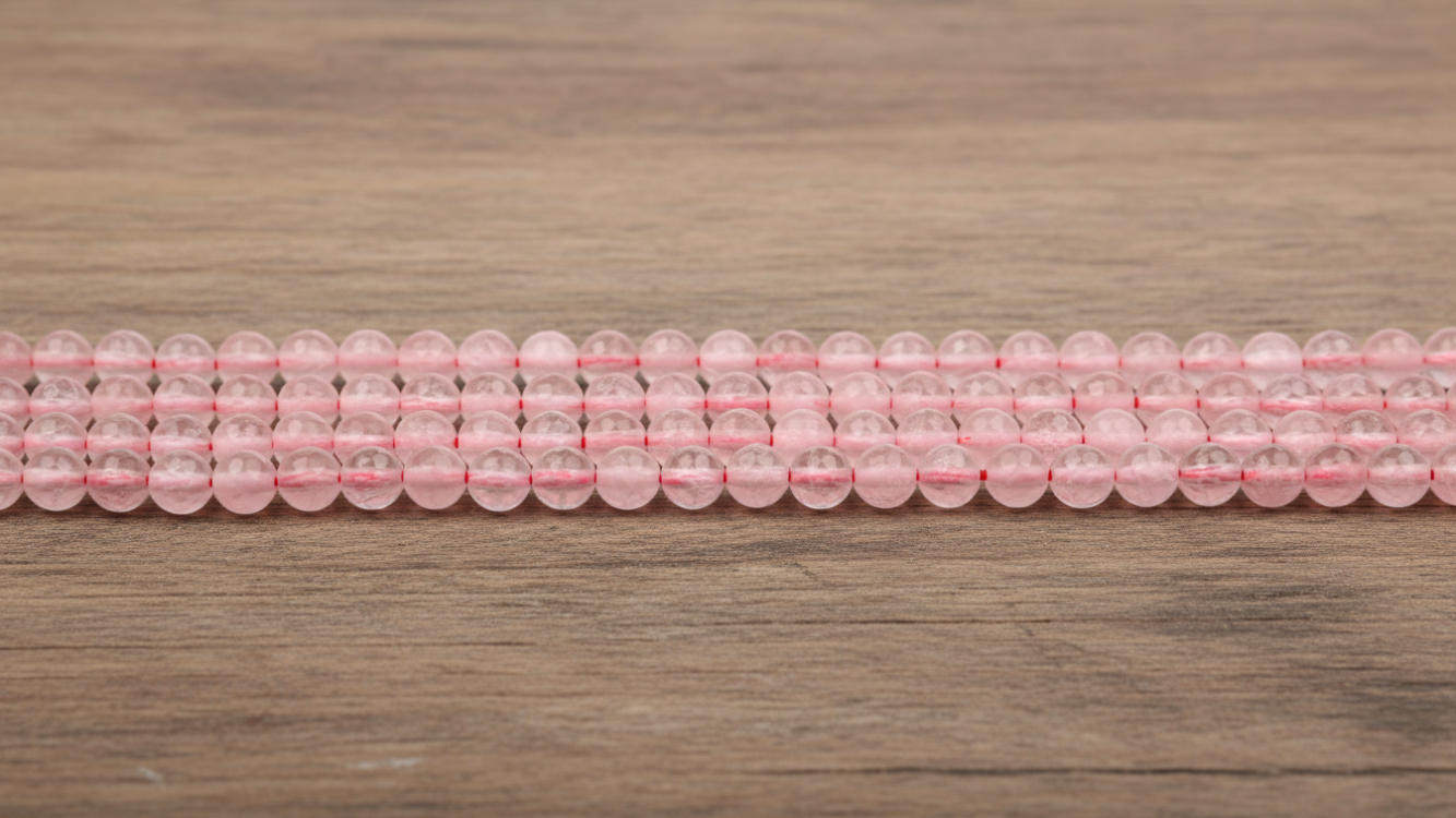 Doğal pembe kuvars taşı 8 mm faset kesim dizi taş