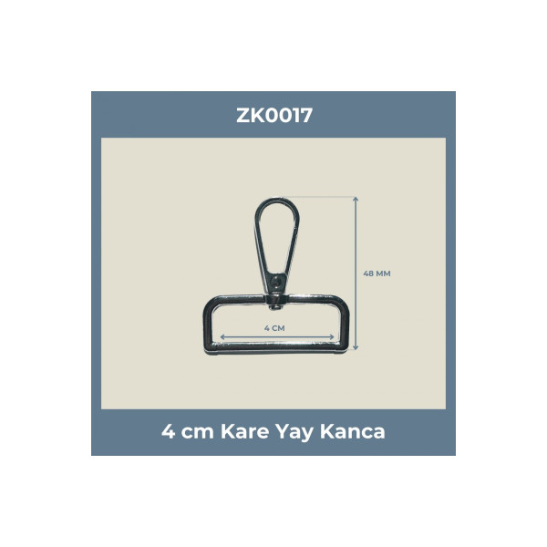 4 cm Kare Yay Kanca Nikel – Metal Çanta Askı ve Anahtarlık Aparatı 50 Adet
