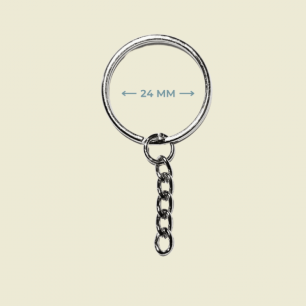Zincirli Tel Sargı Model Anahtarlık Halkası - Gümüş Renk (24 mm)